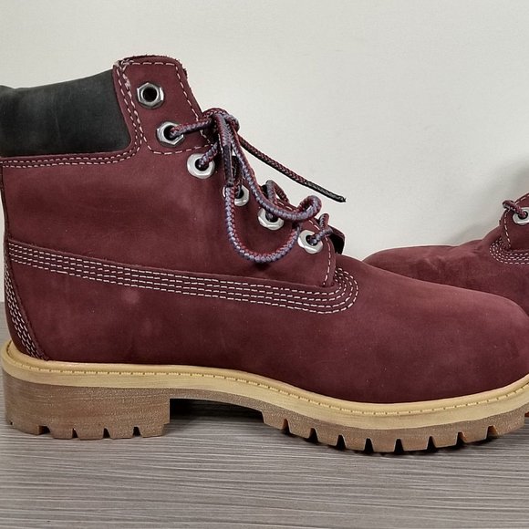 Timberland Premium Waterproof Leather Boot, Dark Port, Little Kid Size 13.5 / 32 - Picture 6 of 10